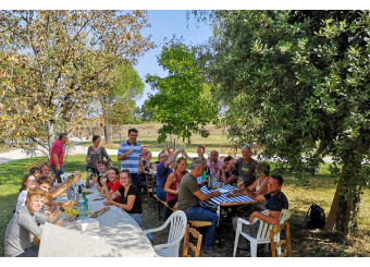 Repas des vendanges sous le soleil
