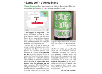 Large soif d'Anjou blanc - article Ouest France du 15-11-2020