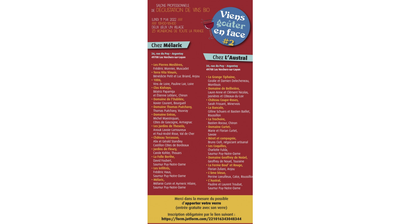 « Viens goûter en face » « Viens goûter en face »